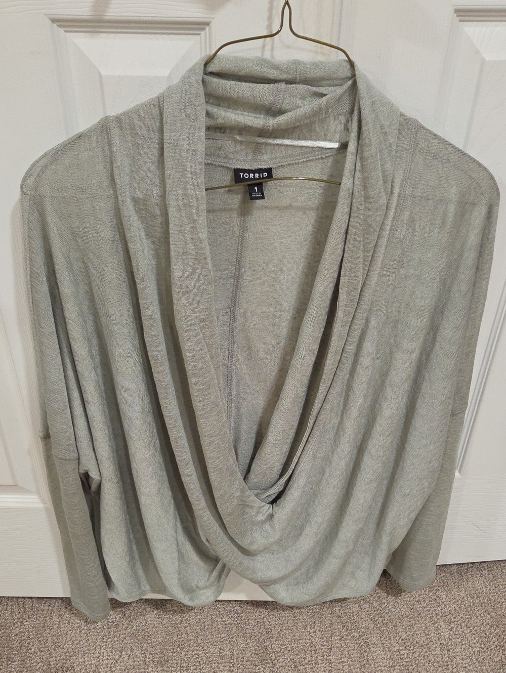 torrid Light Gray Draped Cowl Neck Sweater